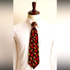 Vintage Nicole Miller 1997 Novelty Silk Tie – Red Boots & Champagne Print